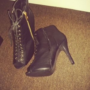 Black peep toe booties